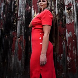 Coral Sheath Dress w/ Button Detail (NWT)